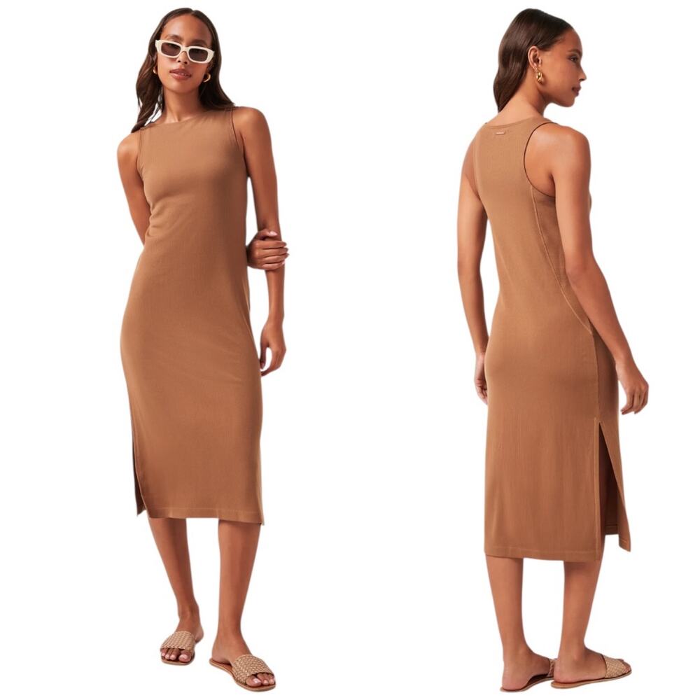 NWOT Travis Mathew Hadley Wood Cloud Collection Chestnut Midi Dress Size Med